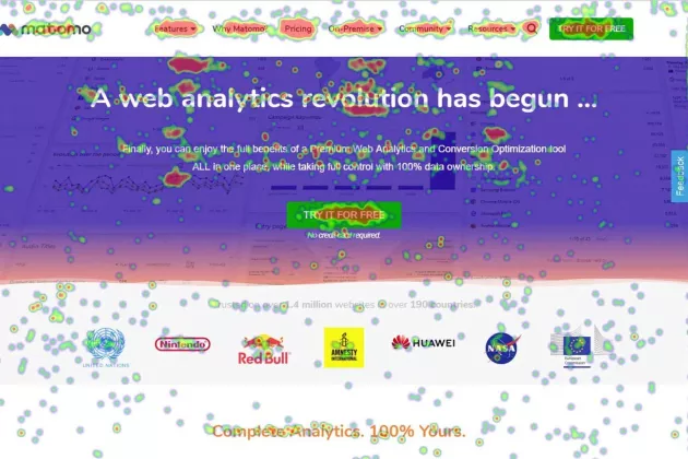 Webbläsare med värmekarta som visar hur användare interagerar med webbsidan. Grafik.