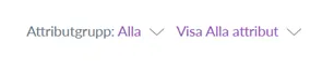 Skärmbild på filtrering av attribut på utbildning i PIM. 